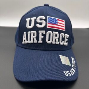 New US Air Force Hat Cap Embroidered‎ American Flag OS Blue New League Veteran